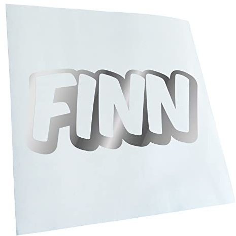 Kiwistar - Autoaufkleber - Chrom - 20x9cm - Finn Vorname Jungen Sticker - Heckscheibe Auto Aufkleber wetterfest für Kfz LKW Mofa Truck - Sticker außen selbstklebend Tuning Zubehör für Fenster