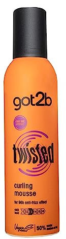 got2b Twisted Curling Mousse 250 ml, Chill Hold Mousse for Curly Hair, 96h Long-Lasting Anti-Frizz Effect, Moisturised Feeling, Vegan Formula