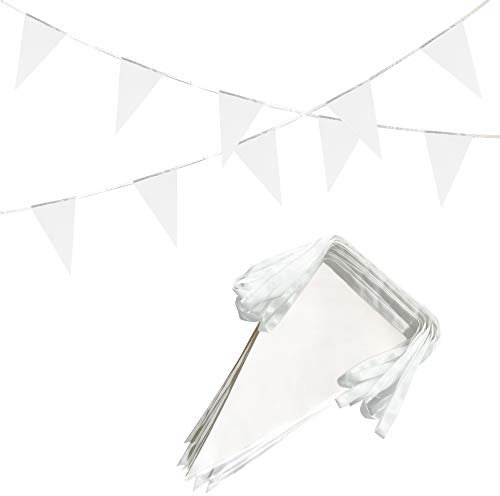 TSMD Solide weiße Wimpel-Banner, Flaggen, Schnur, DIY, blanko, Wimpelkette, Party-Dekorationen für große Eröffnung, Kindergeburtstag, Party, Veranstaltungen, Feier