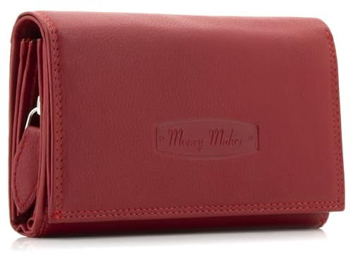 ekavale Geldbörse Damen Leder mit RFID-Schutz 25 Fächer Damen Portemonnaie Lang (Rot)