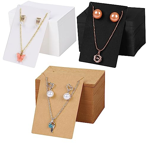 BELLE VOUS 360er Pack Halsketten- und Ohrring Karten Schmuck Display Karten Schmuck Verpackung - Kraftpapier Karten - Blanko Karten für DIY-Schmuck, Ohrstecker und Halsketten