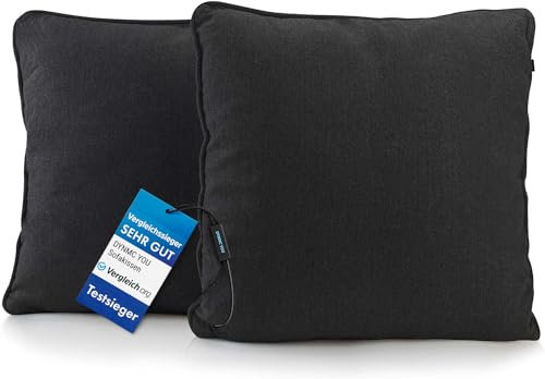 DYNMC you Sofakissen mit Füllung und Bezug - Sofakissen 40x40 cm - Couchkissen Schwarz 2er Set mit viel Füllung – OekoTex zertifizierte Zierkissen für Sofa & Couch