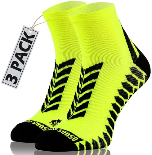 sesto senso 3 Paires Chaussettes Sport de Course Colorées Femme Homme 43-47 Jaune
