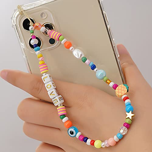 Correa para Teléfono Colgante para Móvil, Correa De Muñeca Con Cordón Para Teléfono Con Cuentas, Cadena De Teléfono Móvil Decoración de Cordón de Teléfono a la Moda Para Niñas
