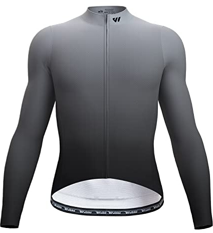 Wulibike Radtrikot Herren Langarm - Rennrad Trikot Reißverschluss mit Taschen, Frühling Herbst Atmungsaktiv feuchtigkeitsaufnahm Fahrradtrikot