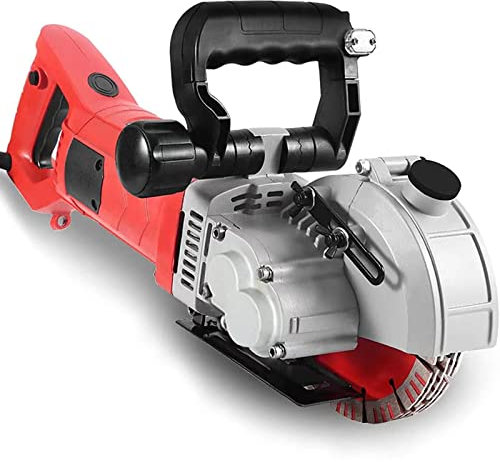 TIEKJOT Electric Wall Groove Cutting Machine Chaser Concrete Cutter 110 V 4800 W for Brick Grooving Slotting With 5 Pcs 5 Inch Saw Blades Power Masonry Saw Infrared Sighting and Dustproof