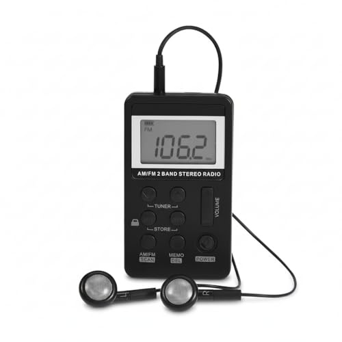 ciciglow Receptor de Radio de Bolsillo, Radio Portátil de 2 Bandas Mini Radio Am FM Radio Personal Ajuste de Volumen de 31 Niveles Almacenamiento de 58 Estaciones de Radio