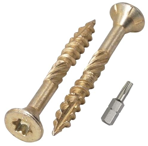 SKIR'CO (100 Stück) Universal Verzinkter Stahl 4,0 x 30 mm Gelb Holzschrauben Senkkopf Torx Kopf Typ 17 Spanplattenschrauben (100, 4,0 x 30 mm)