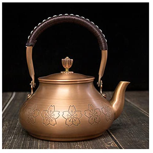 Tetera Portatil Tetera de cobre antiguo Tetera sin recubrimiento Tetal de té hecho a mano Hecho de cobre rojo Horno Hervir agua tetera Juego de té de té de gama alta Tetera Teteras para te