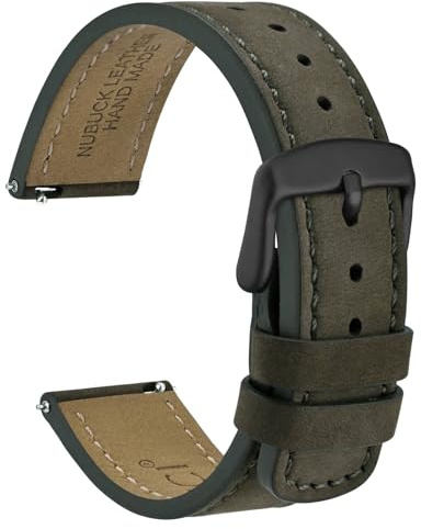 WOCCI Retro Uhrenarmbänder, Nubukleder, Ersatzarmbänder mit Schnellverschluss, Edelstahlschließe, Bandbreite 18mm 20mm 22mm