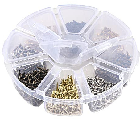 huruirui 1600pz Assortimento di Unghie Piccole Chiodo di ferro per appendere quadri Chiodi per quadri Mobili per la lavorazione del legno Chiodi decorativi fai-da-te Piccoli argento dorato nero