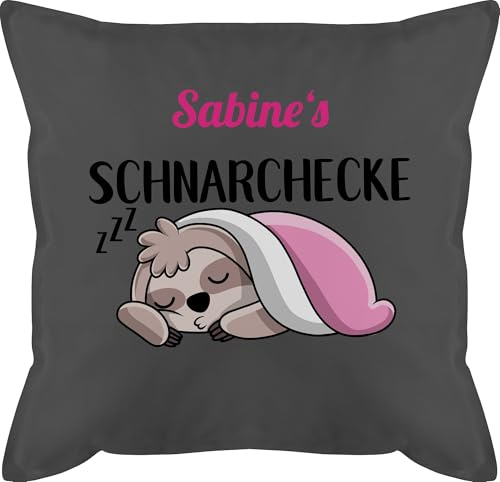 Kissen 50x50 - Schnarchecke Faultier - 50 x 50 cm - Grau - personalisierte geschenke für schnarcher schnarchen bezug schnarchkissen schnarch pillow snoring corner schnarchecken name schnarchplatz