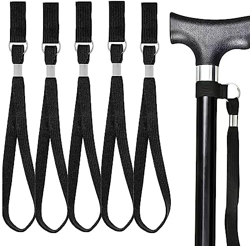 HREDZEO Sangles de Poignet pour Canne de Marche,5 Pcs Sangles de Bâton de Marche Noires Courroie de Pole de Marche pour Bâtons de Marche