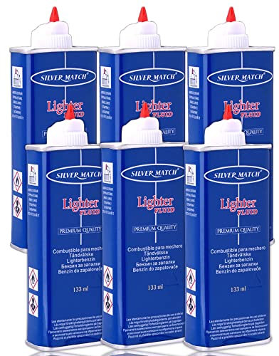 6 X 133 ml benzina originale per accendini Zippo, Silver Match potente liquido per accendini a benzina, pulizia domestica, inodore (6)
