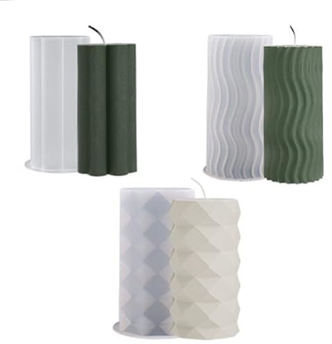 Youery Moldes Velas Siliconas, 3 Moldes Para Velas Siliconas 3D, moldes de silicona para hacer velas, Molde de Vela Artesanal Hecho a Mano, Moldes de Silicona Para Manualidades Para Cera Para Velas