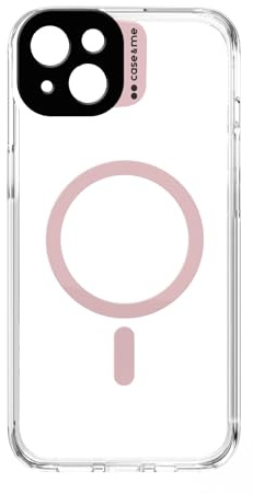 case&me cover trasparente con modulo MagSafe per iPhone 15 Plus, compatibile con MagSafe, protezione per fotocamera, rosa