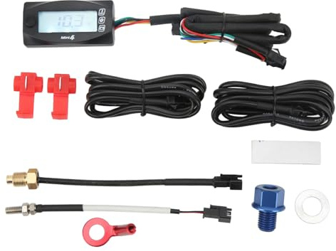 Thermomètre Numérique pour Moto, Conception 4 en 1, écran LCD, Plage 0120 ℃, Rétroéclairage Bleu, Mesure Précise (M12*1.5)