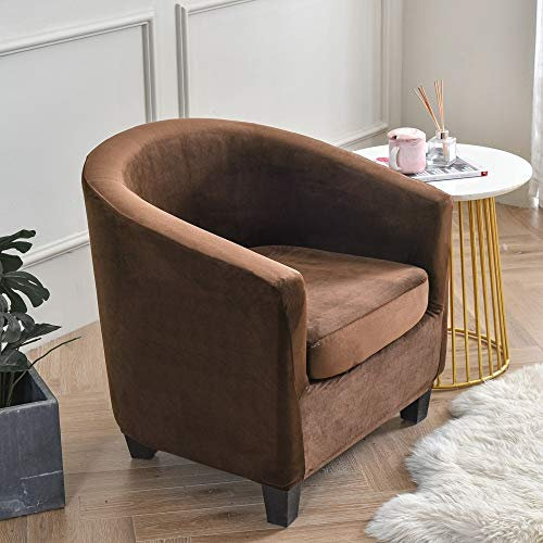 Morbuy Sesselbezug Stretch Samt, 2er Set Sessel Überzug Universal Sesselhussen Waschbar Sesselüberzug Hussen Cocktailsessel Clubsessel Überzug - Weich, Elastisch (Braun)