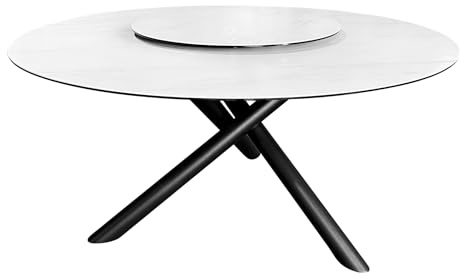 Esstisch SPIN 150cm - schwarz weiß - Keramik - Dreifuß-Metallgestell | Drehbar, abnehmbarer Bezug, hier finden 6-8 Personen Platz, hochwertig, Design-Highlight, ca. 60 kg Belastbarkeit