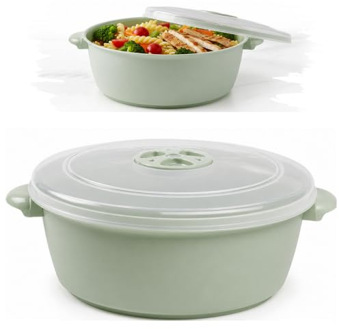 plastific 1.5L Microwave Cooking Pot with Steam Vent Lid, Food Warmer Bowl | Food Storage Container | BPA Free