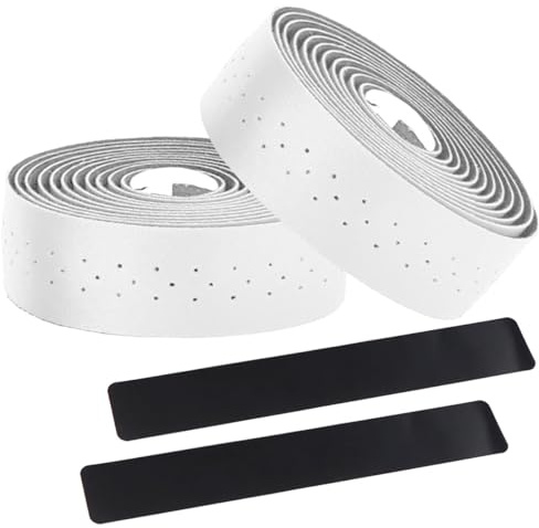 MOCNT Nastro per Manubrio Bicicletta PU Nastro Manubrio per Bici Adesivo Cycling Nastro Manubrio da Corsa Antiscivolo Assorbente Urti Traspirante Ciclismo Nastri Bianco