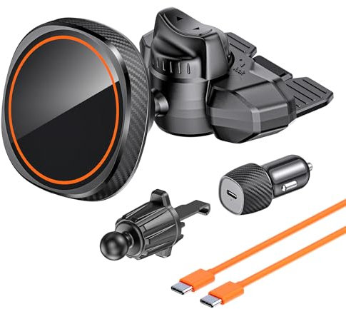 OQTIQ Qi2-zertifizierte magnetische kabellose Lade-Autohalterung CD-Handyhalterung kompatibel mit MagSafe iPhone 16-12 Serie