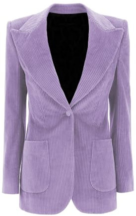 Leader of the Beauty Blazer décontracté en velours côtelé pour femme - Veste de travail - Blazer chaud pour femme, lilas, XL