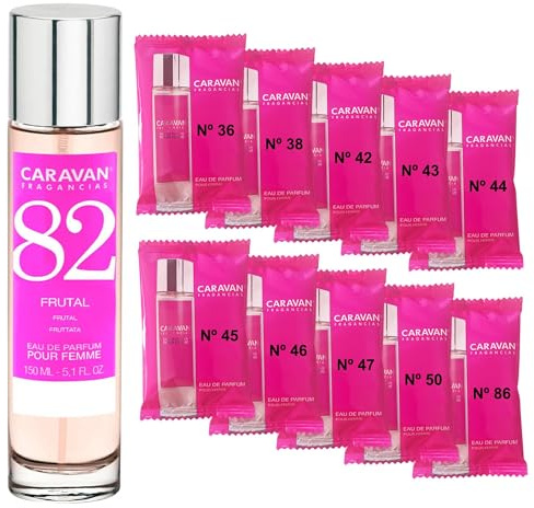 CARAVAN FRAGANCIAS Damenparfüm Nr. 82, 150 ml + Set mit 10 Flaschen mit verschiedenen Damenduften von Caravan, um neue Düfte zu entdecken