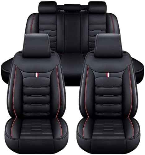 WENYINGLIHAI Auto Sitzbezüge Set für BMW I3 I3S M5, Leder Autositzbezüge Sets 5 Sitzer Sitzkissen Innenraum Sitzauflagen Sitzschoner Zubehör,B/Black Red