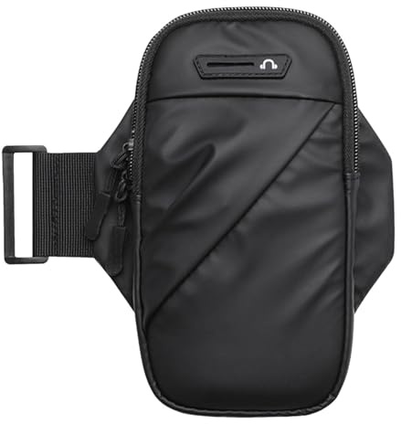Pulsera de running – Soporte para teléfono – Soporte para teléfono impermeable, banda deportiva ajustable | Bolsa de gran capacidad con toma de auriculares para smartphones, ideal para ciclismo