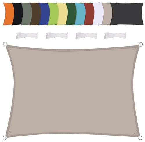 Sonnensegel Wasserdicht Rechteck 1x2m Wetterschutz Sonnenschutz PES Polyester mit UV Schutz für Terrasse Balkon Garten-Taupe
