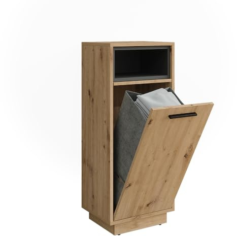 Vicco Wäscheschrank Beatrice, Artisan Eiche/Anthrazit, 38 x 93 cm | mit herausnehmbarer Innentasche, mit integriertem Wäschekorb zur Aufbewahrung von Schmutzwäsche