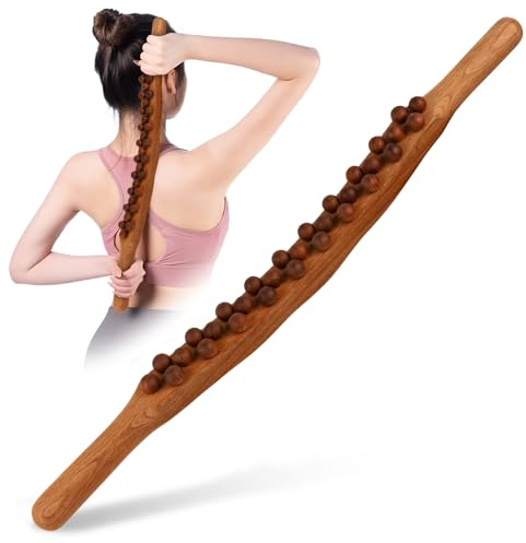 Gua Sha Holz Massagestab, Holz Scraping Stick mit 31 Holzmassageperlen, Holztherapie Massage Werkzeuge, Muskel Entspannung Massage Werkzeuge