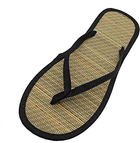 Tongs pour Homme Et Femme, Pantoufles De Paille Été Bambou Flip Flops Sandales pour Adultes Chaussures De Plage Et Piscine Claquettes Antidérapant Pantoufles Plat Léger Tong Femme Confortable