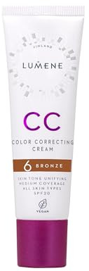 LUMENE CC Crème Correctrice de Couleur avec SPF 20 & Couverture Moyenne Pour tous les types de peau, Vegan 30ml, Bronze