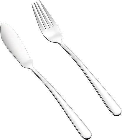 Edelstahl Tischbesteck Satz, 1 Robustes Besteck für Zuhause und Restaurant | Silberfarbenes Westliches Essgeschirr, Ergonomische Form, Praktische Ausführung, für Speisen Am Tisch