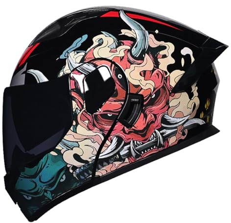 Motorradhelm Klapphelm Doppelvisier Integralhelme Motorrad Helm ECEDOT Zertifiziert Flip Vollvisierhelm Motocrosshelme Scooter Sturzhelm Rollerhelm Erwachsene Damen Herren