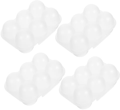 Operitacx Caja de Almacenamiento para Huevos de Plástico Pp con Tapa Segura y 6 Compartimentos, Color Claro, 4 Piezas, Adecuado para Organizar Huevos en Refrigerador Hornear