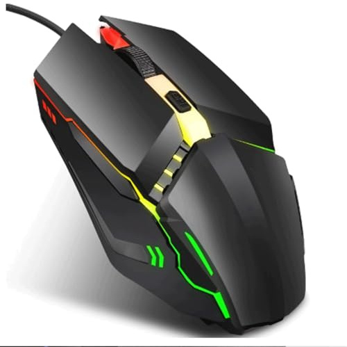 ROSEEONNE Souris Gamer Souris de Jeu Optique Filaire 1600 DPI, 4 Boutons, éclairage RVB, molette inclinable, Noire Classique sans Fil Souris(Svart)