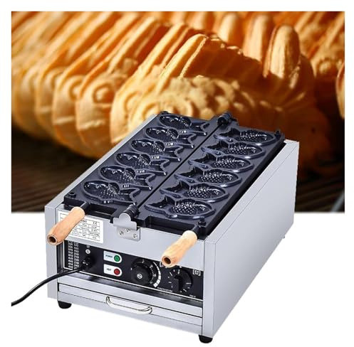 Fish Shape Cake Tin, Taiyaki, Taiyaki, Fish Pie Tin, Electric Fish Waffle Maker Bakeware Non-Stick Waffle Cake Maker Pan with Mould in, 220 V