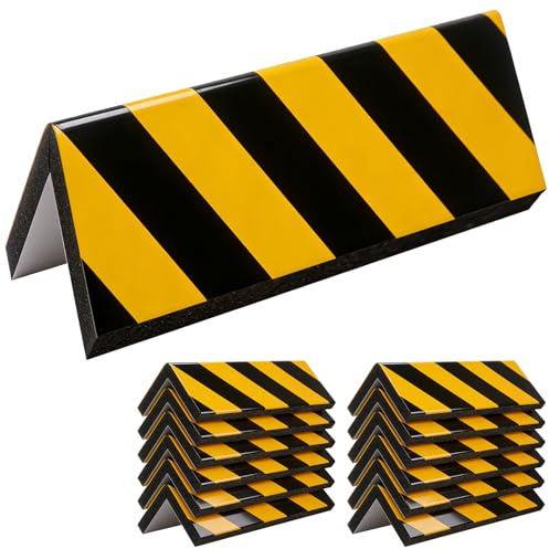 Lot de 12 protections de bords autocollantes pour porte de voiture, mur de garage, protection de porte avec bandes noir/jaune pour porte de voiture, profilé de protection d'angle pour parking, garage