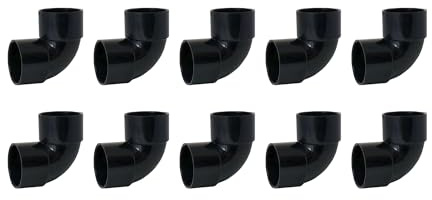 HULTHOR 40mm Solvent Weld Elbow, 90 Degree Waste Pipe Bend, Plastic Solvent Weld Fitting for 40mm Waste Pipe, Black/White (Black – 10 Pack)