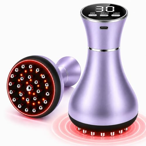 ATAUSD Masajeador Anticelulitis 4 en 1, Masajeador Linfático Eléctrico con 30 Niveles EMS, Luz Roja 660 nm, Calor y Vibración, para Abdomen, Cintura, Espalda, Brazos y Piernas,Morado