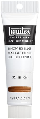 Liquitex 1045229 Professional Heavy Body Acrylfarbe in Künstlerqualität mit ausgezeichneter Lichtechtheit in buttriger Konsistenz, 59ml Tube - Irisierende satte Bronze