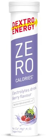 DEXTRO ENERGY ZERO CALORIES BERRY - 12x20 Brausetabletten (12er Pack) - Zusatz von Natrium, Magnesium, Chlorid, Calcium und Kalium für Elektrolyt Getränke, Ergänzung zum Workout, Zuckerfrei, Vegan