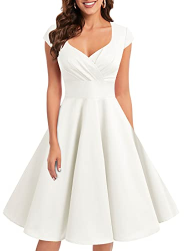 Bbonlinedress Robe Vintage de soirée Cocktail Déguisement Bal Années 50s 60s Col en V