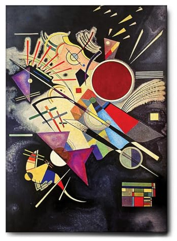 Giallobus - Gemälde - Vassily Kandinsky - Schwarze Begleitung - Leinwand mit Standardrahmen - 70L x 100l cm - Bereit zum Aufhängen - Moderne Gemälde
