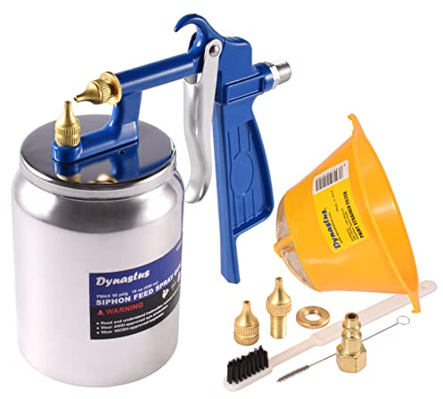 Dynastus Suction Feed Siphon Air Spray Gun for Spraying Oil-Based or Latex Paints, with Filtering and Cleaning Kits