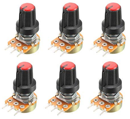 6 Stück 5 K Ohm variable Widerstände Single Turn Rotary Carbon Film Taper Potentiometer mit Knob