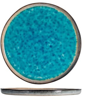 H&H Set de 6 Platos Llanos Stoneware Teide Azul 27 cm – Diseño Rústico y Moderno – Perfectos para Uso Diario y Eventos – Resistente y Apto para Lavavajillas